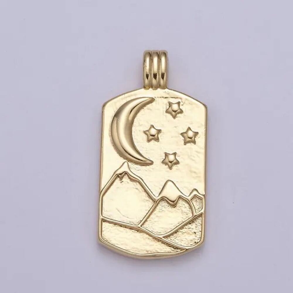 NWT Aim Eternal 14K Gold Filled Earth Element Charm Tag Medallion Pendant